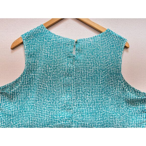 Fever Women Double Layer Sleeveless Blouse XL Aqua Speckle Grid Summer Keyhole - Picture 12 of 13